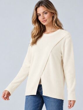 Halara Long Sleeve Asymmetrical Knit Lounge Sweater NWT